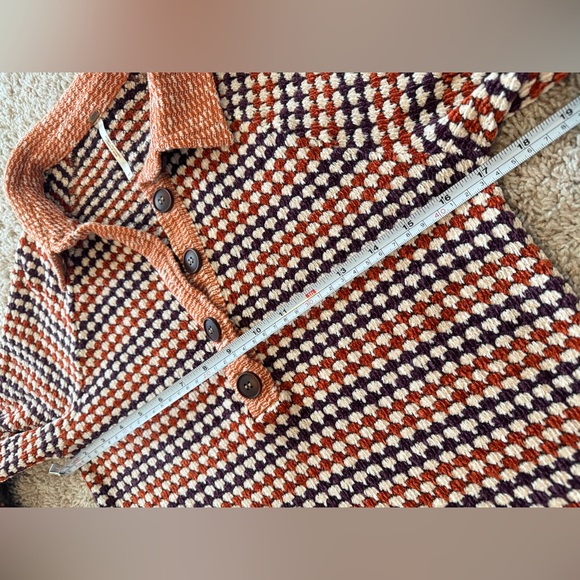 Free People Orange/Purple Chenille Knit Houndstooth Checkered Patterned Dress XS - Picture 15 of 15